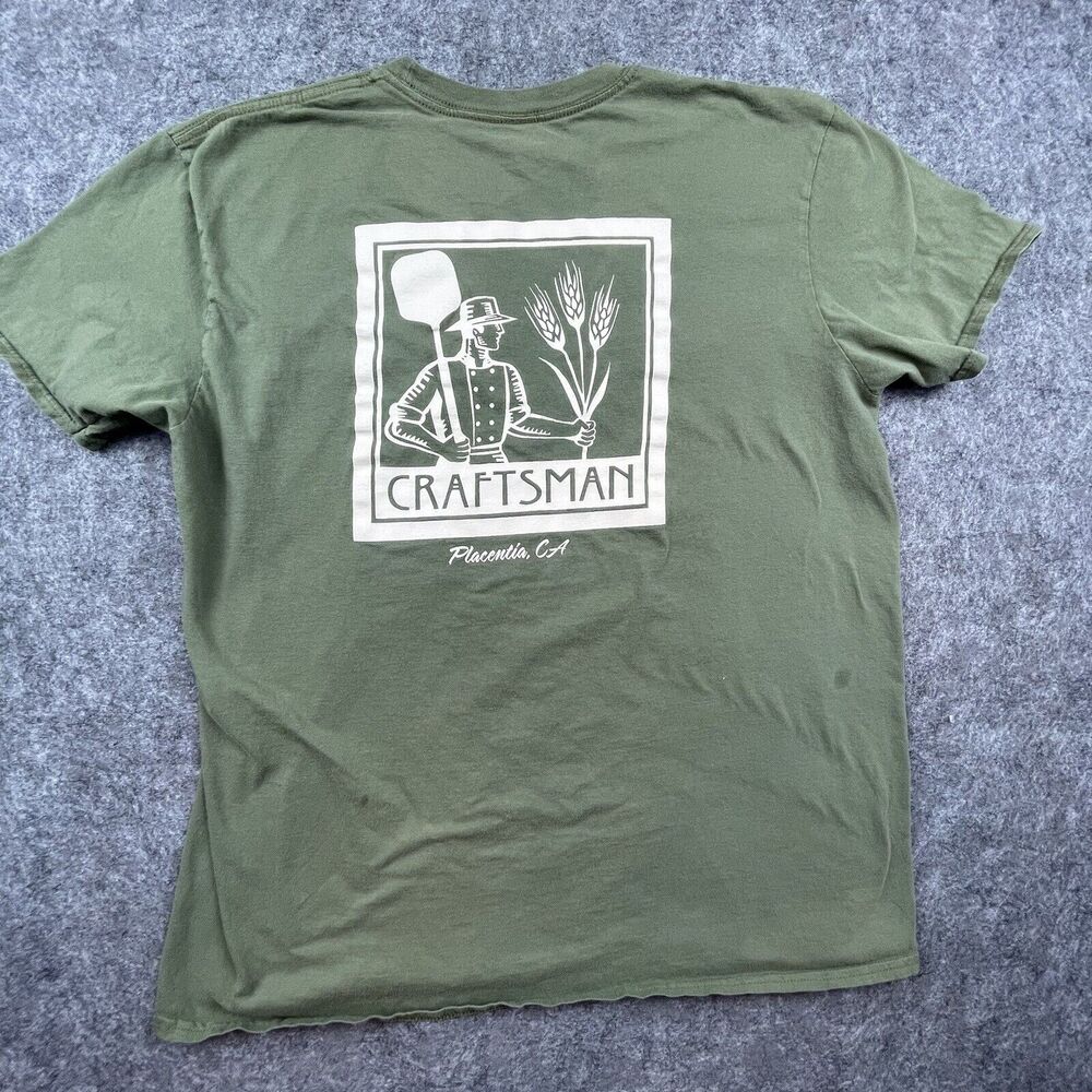 Craftsman‎ Pizzeria Shirt Mens Large Green Placentia California Earthy Organic